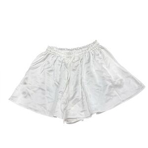 Mystree White Satin Shorts Womens L‎ Drawstring Elastic Waist Casual Loungewear